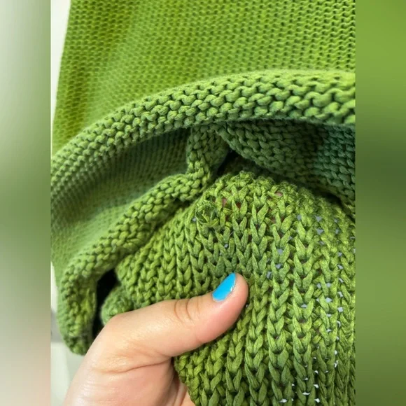 Tory Burch Chunky Knit Short Sleeve Sweater | XS | Moss Green - Picture 9 of 9